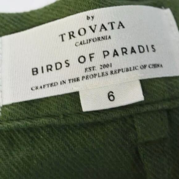 Trovata Birds of Paradis Tina Green High Rise Cropped Wide Leg Pants 6 NWT - Picture 8 of 10